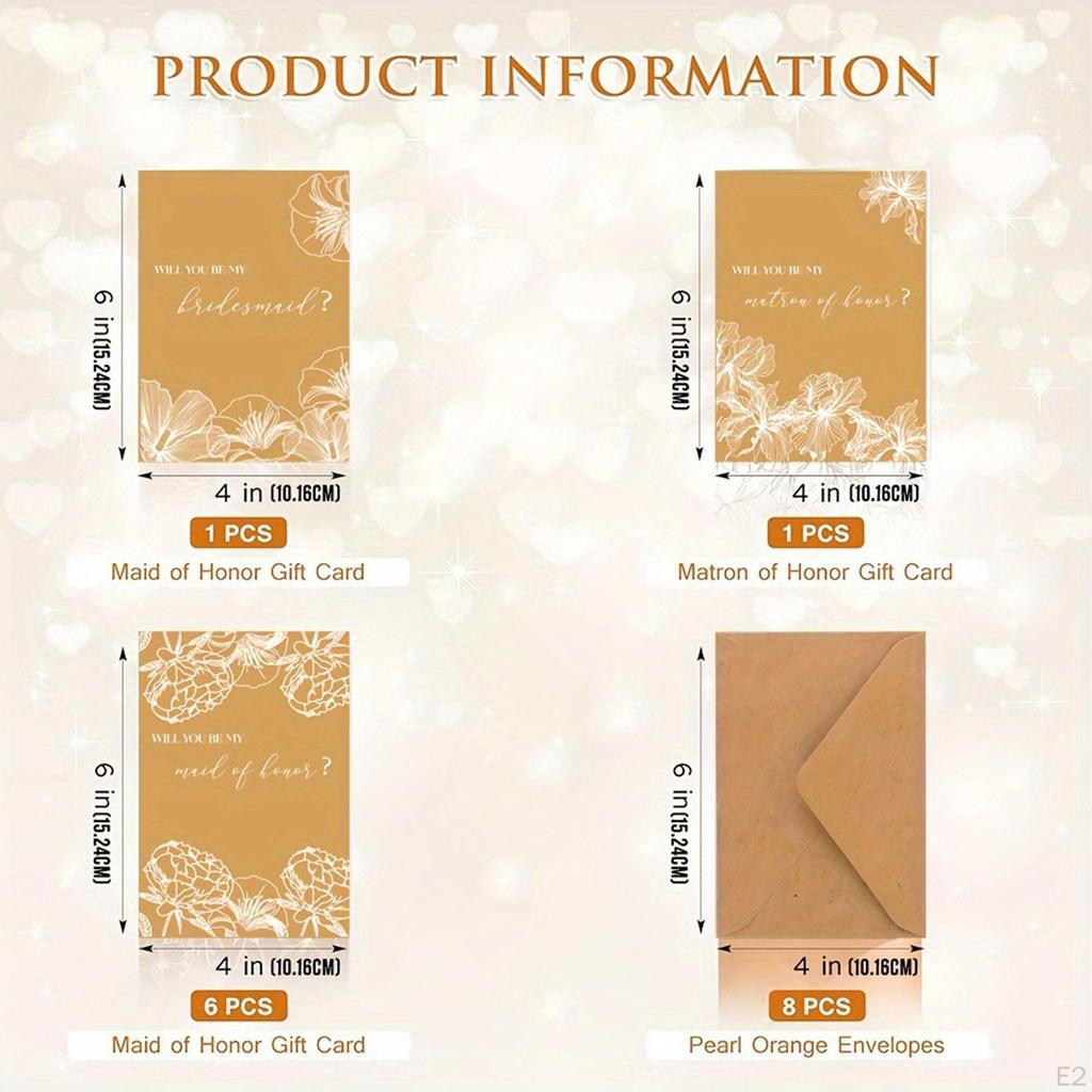 8x Bridesmaid Proposal Cards Ask Thick Paper Floral Romantic Classic Elegant 4x6