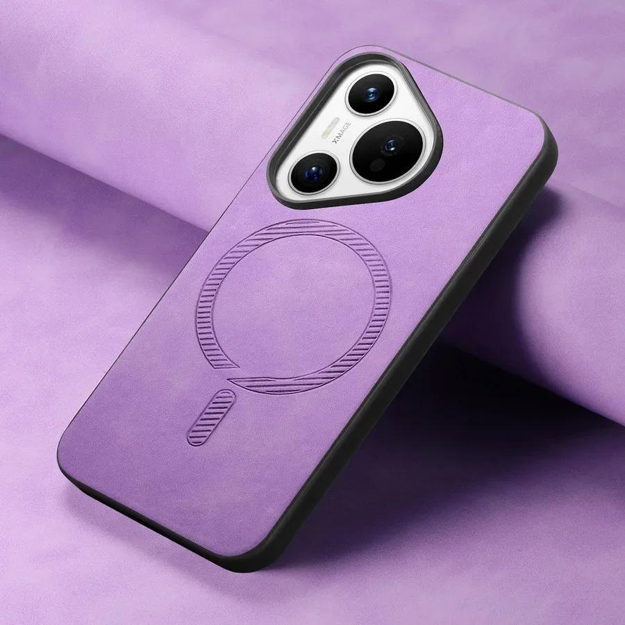 For Pura 70 Ultra 70pro Plus Luxury Business Leather for Magsafe Magnetic Wireless Charging Cover Huawei Pura 70 Pro+ Protection Bumper