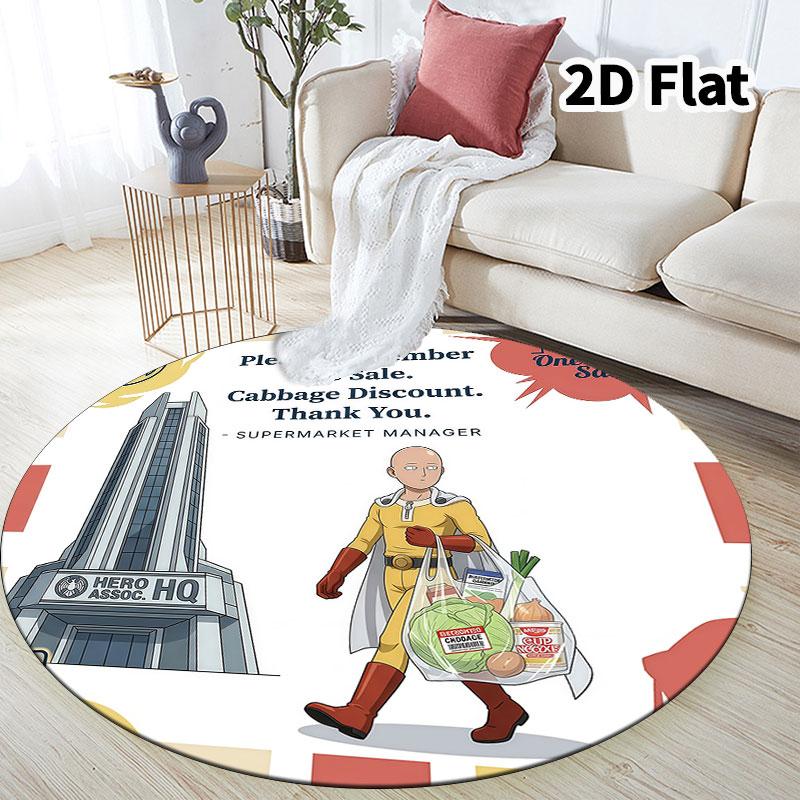 Onepunch Man Round Area Rug Carpet Rug For Living Room Bedroom Sofa Playroom Decor Nonslip Floor Mat