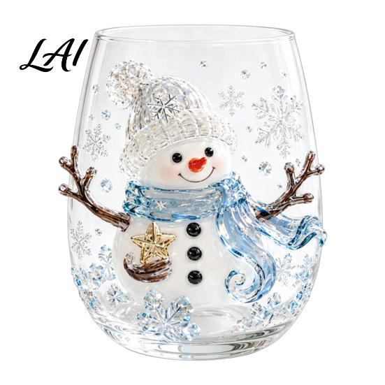 Festliche Feiertagstrinkware Weihnachten 3D Glasbecher Weihnachtsmann Schneemann Baum Skulpturierte Tasse Hitzebeständiger Becher Dekoratives Trinkgeschirr Geschenk für