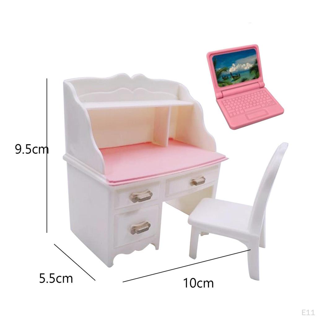 1/12 Dollhouse Desk Chair Set Table Simulation Notebook Decoration Accessories for Living