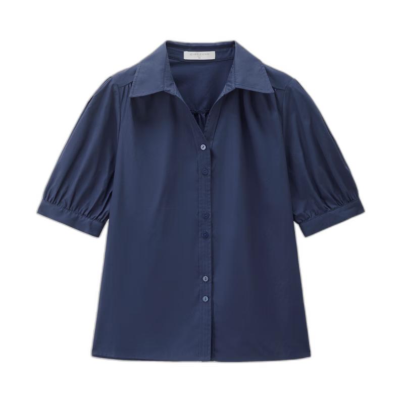 Giordano Women s Loose Cotton Puff Sleeve V-Neck Shirt L