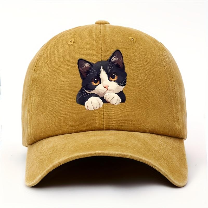 Funny Style Cat Patterned Baseball Cap with Adjustable Outdoor Casual Hat Suitable for Both Men and Women Cat Enthusiasts