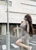 Sweet Spice Girl Pure Desire Wind Xiaofei Sleeve Split Suspender Dress Women's Summer Waist Skinny Irregular Mesh Dress