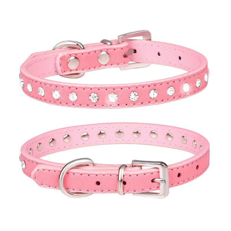 Rhinestone Pet Collar Shiny Row Diamond Dog Collar Microfiber Soft Comfortable Cat Ring