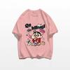 Crayon Shin Chan Friends Print T Shirt Polyester Unisex Short Sleeve Tee Y2K Harajuku Vintage Cartoon Streetwear Loose Casual Tops
