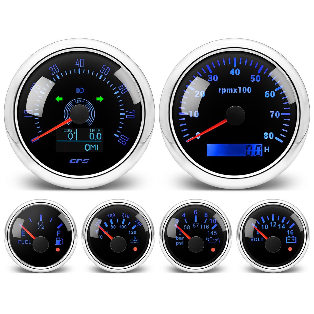 6 Gauge Set Digital GPS Speedometer Tachometer Fuel Gauge Water Temp Oil Pressure Voltmeter With Sensors For Boat Car Customized