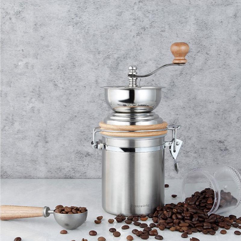 304 Stainless Steel Manual Coffee Grinder, Portable Hand Mill for Home & Travel, Adjustable Coarseness, Easy To Clean