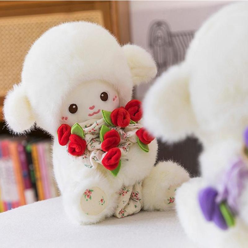 1 Bucată Păpușă Miel Cadou de Îmbrățișare Pentru Prietenă Ziua de Naștere Ziua Îndrăgostiților Buchet de Trandafiri Jucărie de Pluș Animal Moale de Pluș Păpușă de Colecție