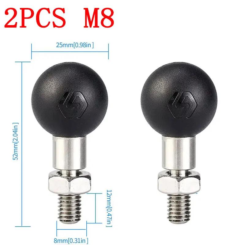 M8/M10 Screw Motorcycle Handlebar Mount Rearview Mirror Ball Head Clamp Base Stainless Steel Phone Holder Handlebar Bolt Bracket