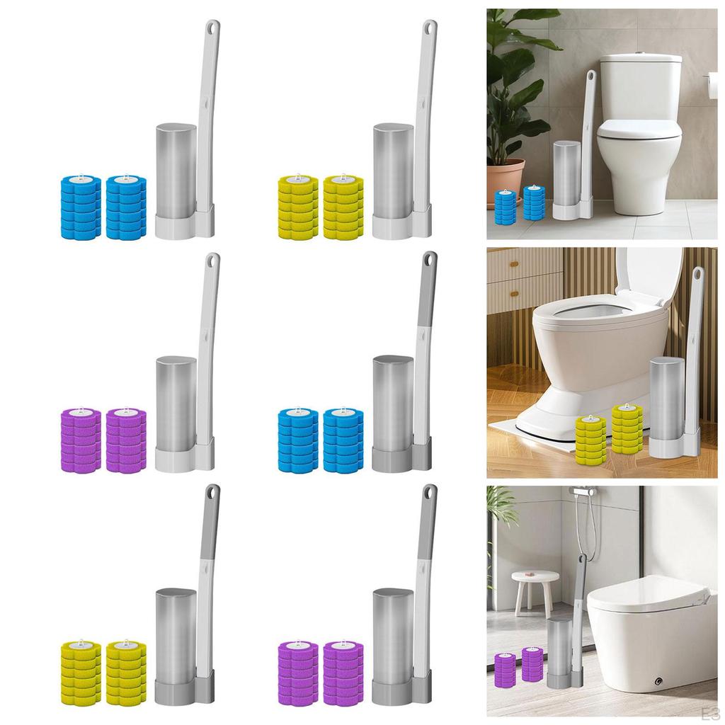 Toilet Brush Set Bathroom Maintenance Professional Wall Mounted Efficient Household with Refills