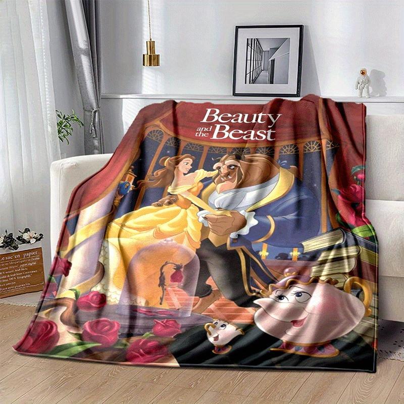 1pc Beauty and The Beast Printing Blanket - Soft, All-Season Throw for Office Blanket,  | Personalized Gift with Adorable Cartoon Design