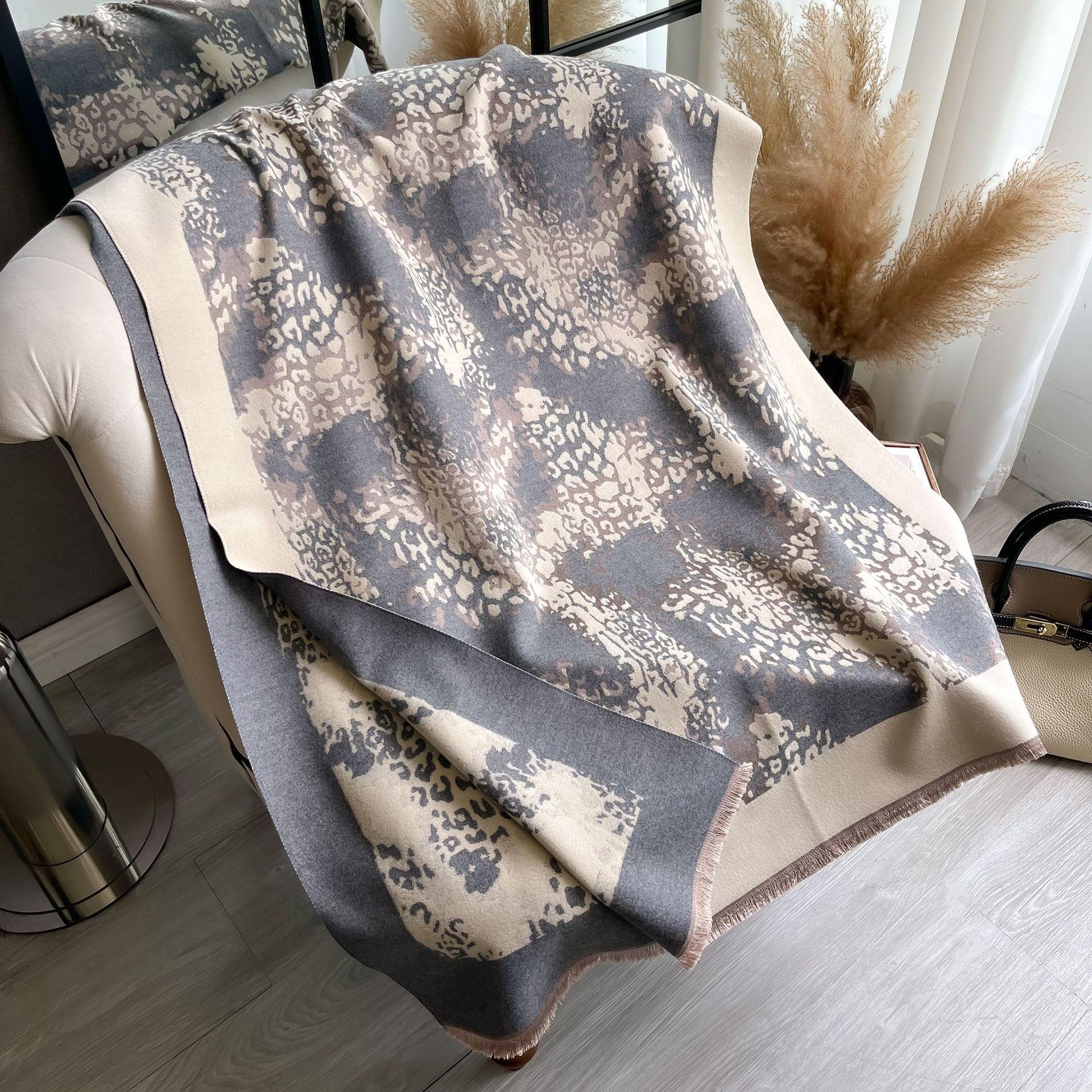 

Leopard Print Long Scarf Korean Version Versatile Warm Imitation Cashmere Scarf Women S Thickened Women S Scarf Cape Shawl 185*65cm