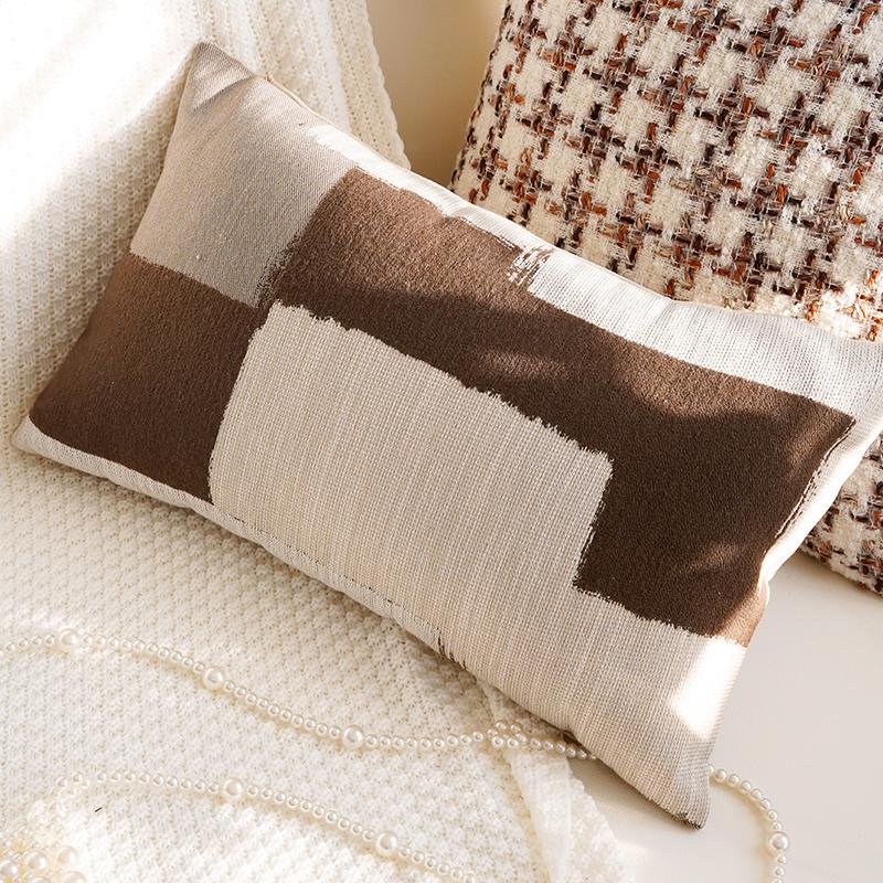 Luxury and Retro Bedroom Headboard Cushion Simple and Sophisticated High-Style Throw Pillow Cover Brown Color Sofa Cushion