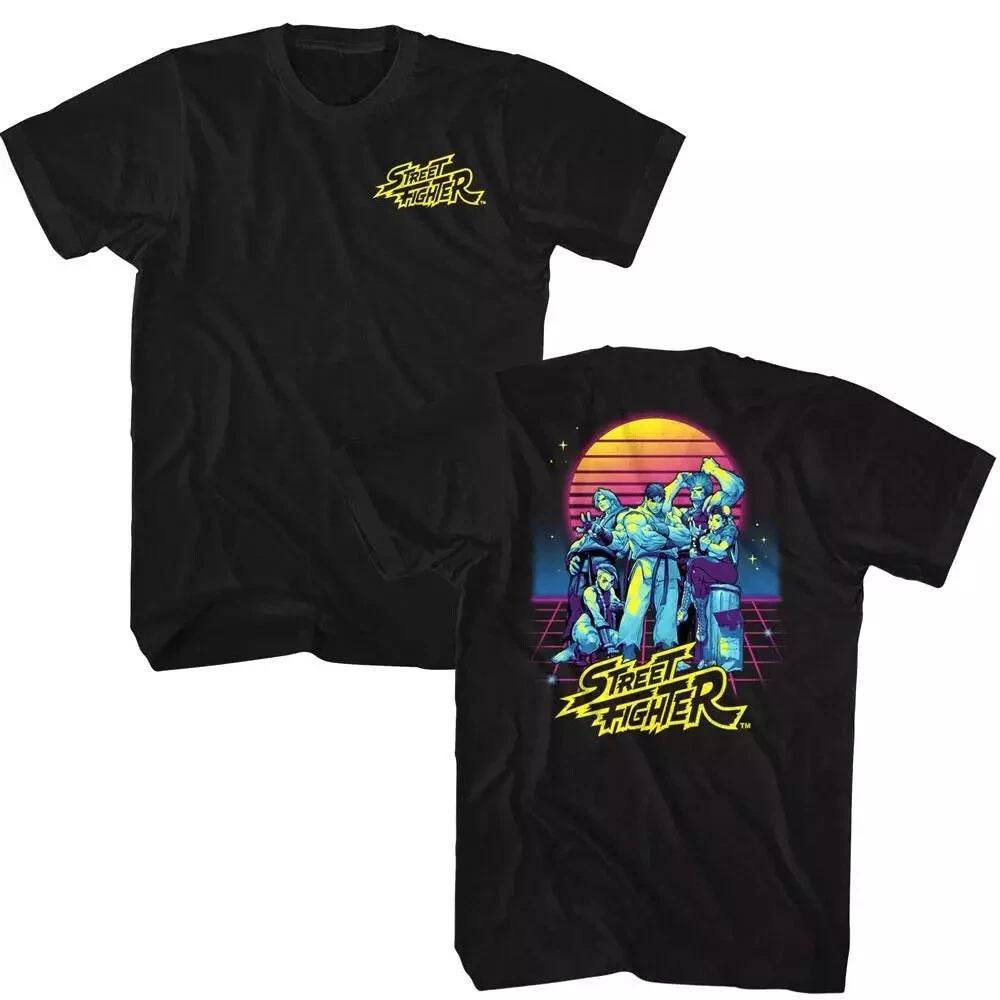 Street Fighter Synthwave Sunset Men s T Shirt S