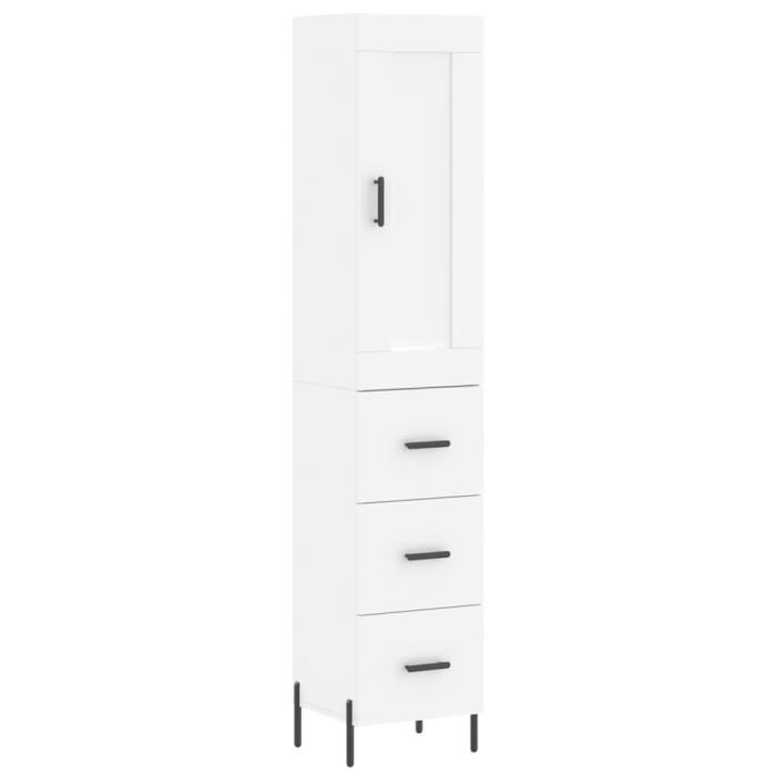 VidaXL Buffet haut Blanc 34,5x34x180 cm Bois d'ingénierie 3200201