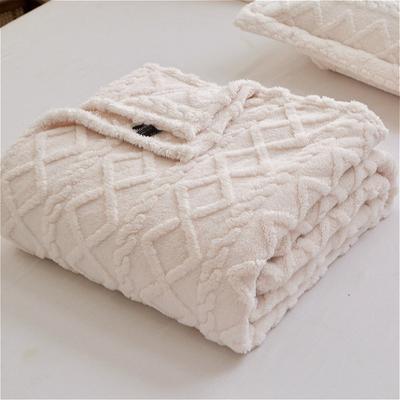 Solid Color Skin Friendly Taffeta Blanket, Double Sided Jacquard Coral Velvet Blanket, Soft Warm Sofa Cover Blanket for Home Decor