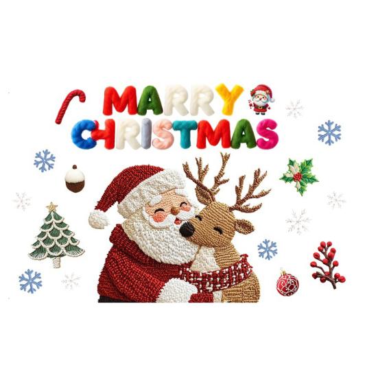 Christmas Window Stickers Santa Clauds Elk Decals Waterproof PVC Christmas Tree "MARRY CHRISTMAS" Removable Glass Stickers for Walls Doors Windows