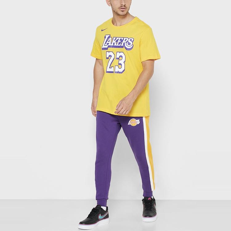 Nike NBA Lakers Basketball Sports Short Sleeve LeBron James 23 Yellow Men's BV8795-705
