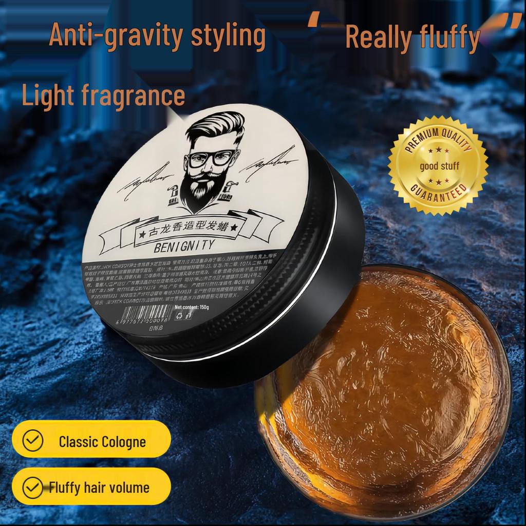 Sofort verfügbar Schwarzes Haarwachs 150g - Langanhaltender Köln-Duft, Feuchtigkeitsspendendes & Volumisierendes Gel zum Stylen