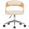 VidaXL Chaise pivotante de bureau Crème Bois courbé et similicuir