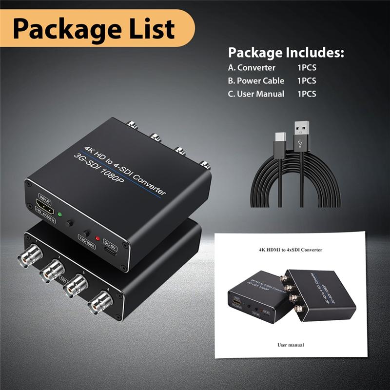 4K HDMI To 4xSDI/3G-SDI Converter 1080P 3G-SDI for SDI/HD PS4/5 DVD TV Box HD Camera