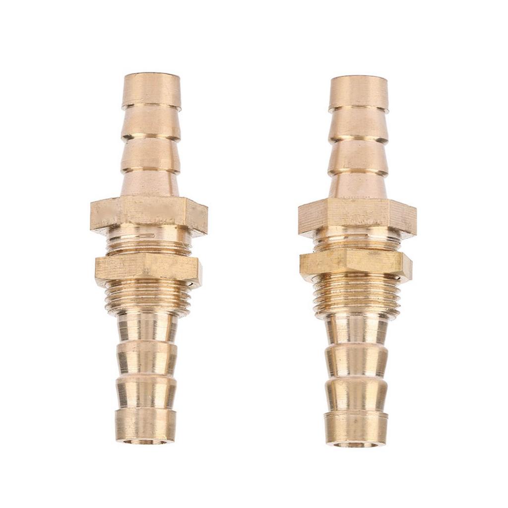 2 Pcs Hose Barb Brass Bulkhead Pipe Fitting Coupler Connector Adapter (8mm)