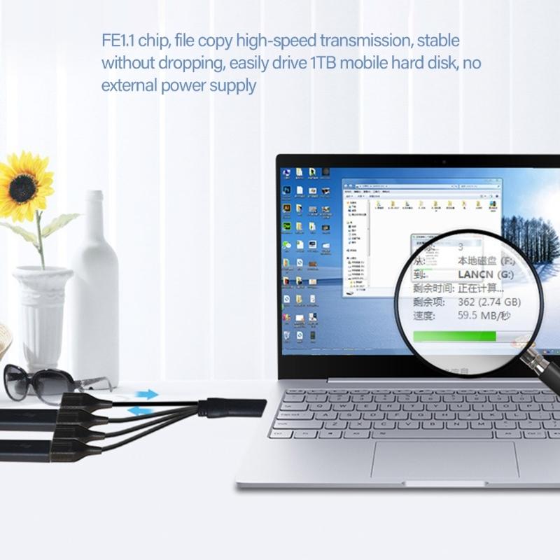 4 in 1 USB Y Splitter Cable USB Power Splitter Cable USB2.0 Male to 4 USB Female Splitter Cable Charging Data Transfer