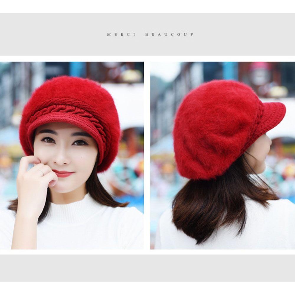 Thicken Warm Winter Beret Hat Plush Skullcap Soft Beanie Hat  Women