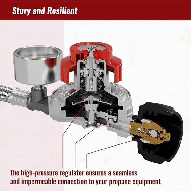 5Ft 0-30 Psi vysokotlaký nastavitelný regulátor propanu s manometrem z nerezové opletené hadice