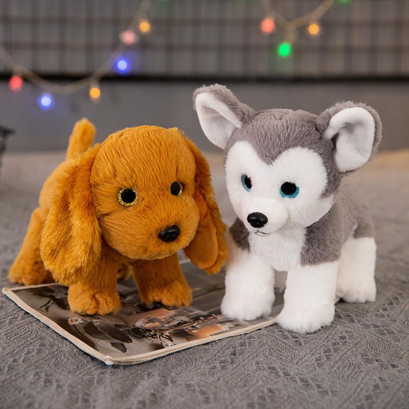 Realistic Plush Cat Dog Toys Kids Adults Soft Stuffed Animal Decorative Figurine 22cm PP Cotton Filled
