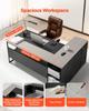 L-Shaped Executive Desk, Large Modern Office Table with Drawers & Storage Cabinet, Heavy Duty Wooden Executive Table with CPU Stand, 158.7 KG Load