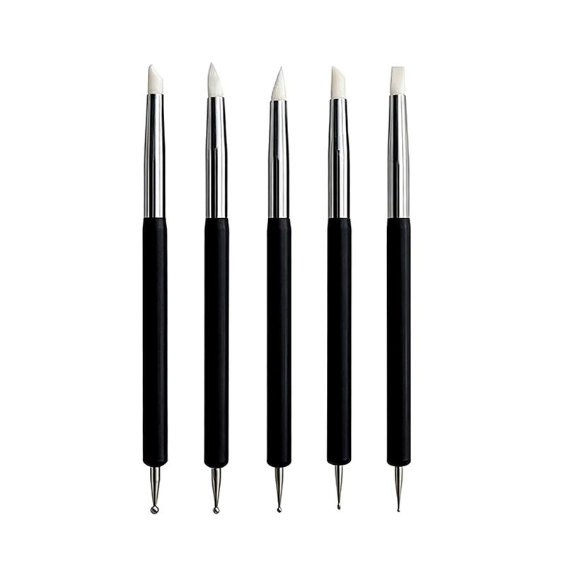 5Pcs/Set Double-Headed Silicone Nail Art Pens  Picker 3D Nail Carving Dotting Manicure Tools For Nail Art Design
