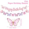 Butterfly Theme Happy Birthday Banner - Dance Pendant Design, Party Decorations, Happy Birthday Photo Props