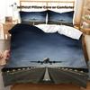 Airplane Runway Digital Print Duvet Cover Set with Pillowcases-Breathable Polyester Fabric All-Season Zipper Closure Bedding Set