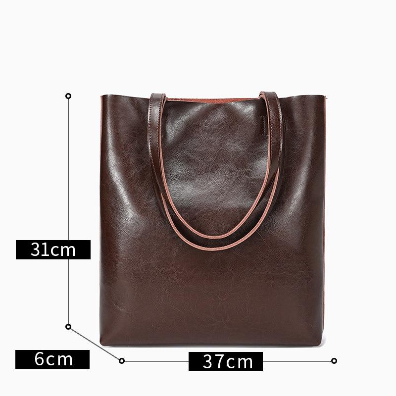 Oil wax cowhide big bag women's new retro large-capacity tote bag women's genuine leather commuting versatile shoulder bag