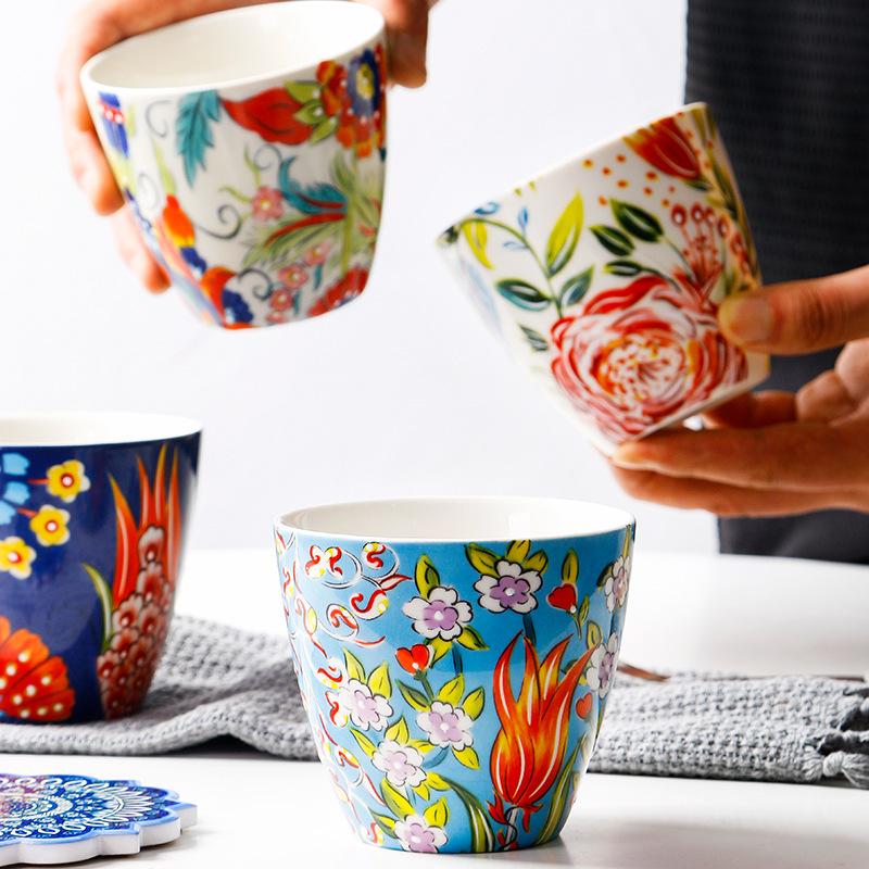 American hand-painted casual cup household small fresh milk cup personalized restaurant ice cream dessert cup