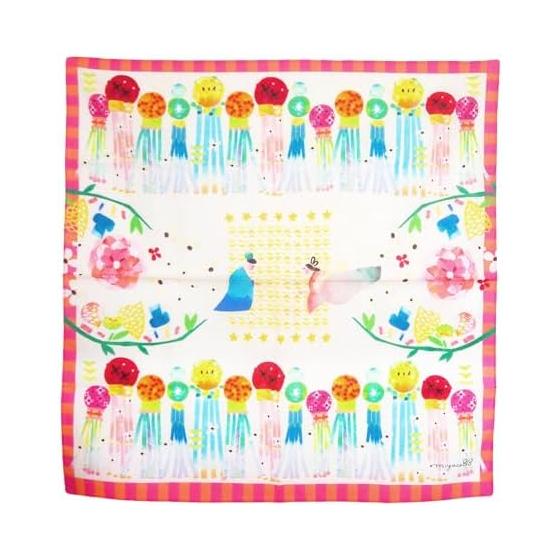 [miyaco nishio] Sendai Tanabata Handkerchief that can also be used as a scarf Watercolor Large Size 100% Cotton Made in Japan Souvenir Gift