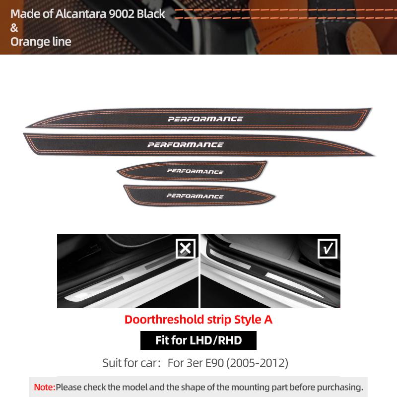 For BMW E90 2005-2012 Made of Alcantara Door Sill Trims Strip Threshold Protect Sticker Car Interior Tuning Decor Accessories