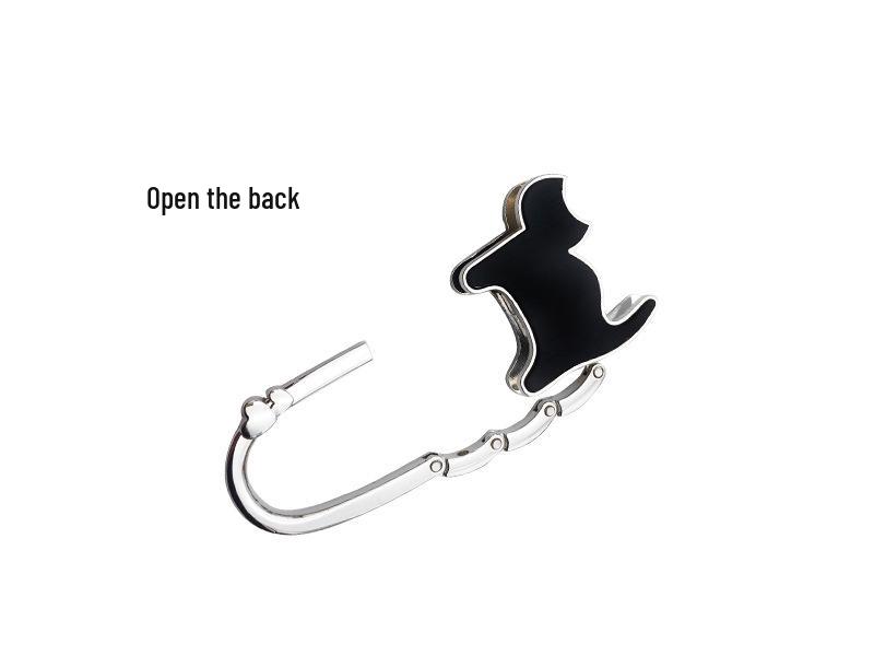 Two-heart Cat Bag Hook: Customizable Logo, Inner-Folding Table Edge Hook for Ladies