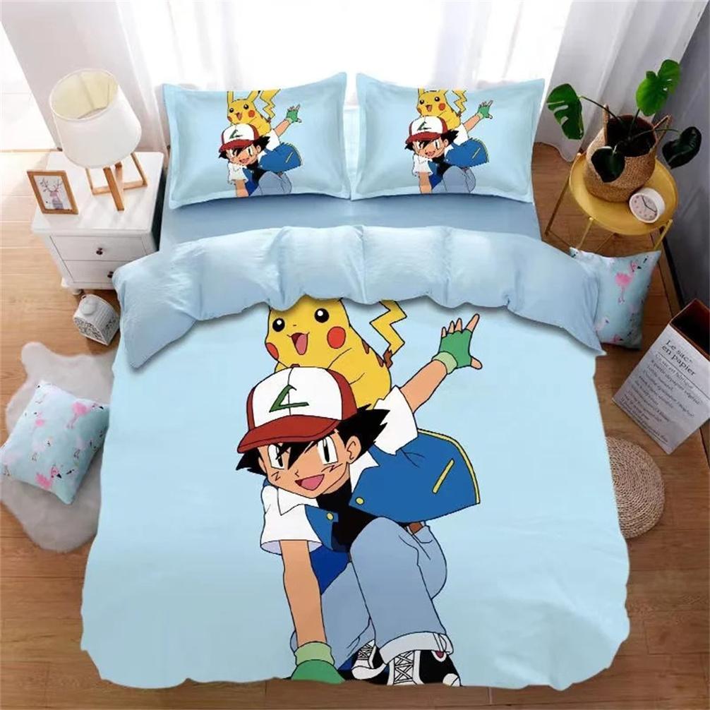 3D Printed Pokmon Pokemon Bedding Set For Kids Pikachu Duvet Cover Anime Quilt Duvet Pillowcase for Children and Adults