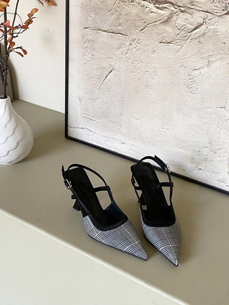 European and American style plaid leopard print high heel bag head sandals single shoes