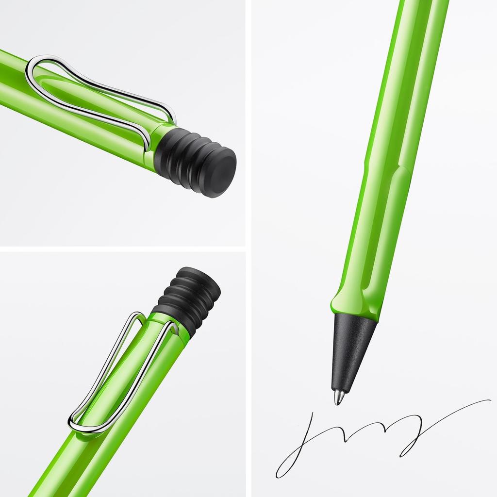LAMY Safari Grön Kulspetspenna Ergonomisk Medel Linjebredd Bekväm för Långa Skrivtider Tillverkad av Slitstark ASA-plast Inkluderar LAMY M 16 Påfyllning