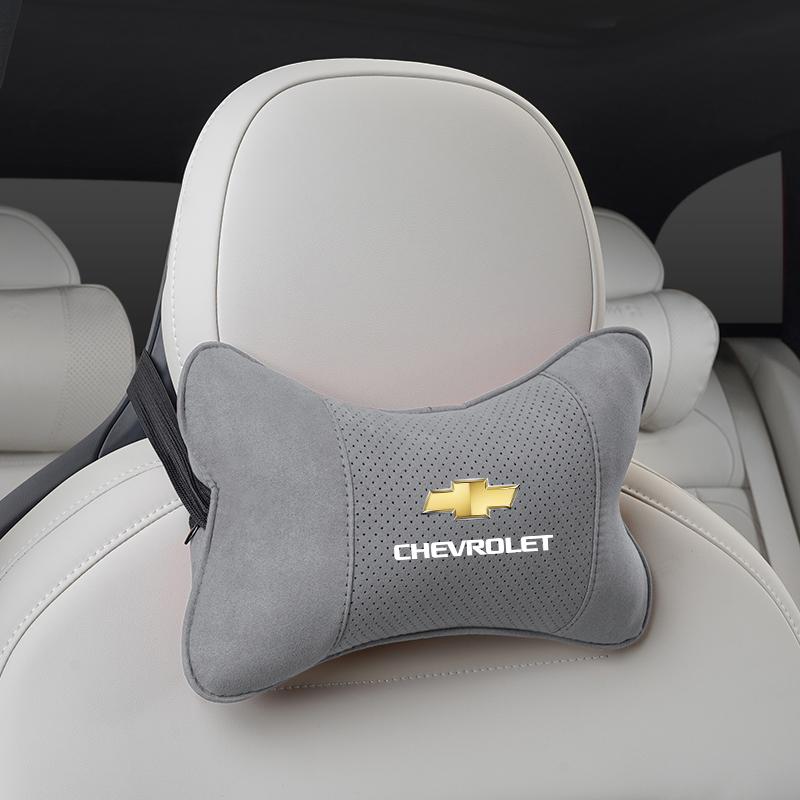 1Pcs Car Seat Headrest Auto Logo Neck Spine Protection Pillow For Chevrolet Sonic Silverado Z71 Aveo Trailblazer Bolt Spark SS