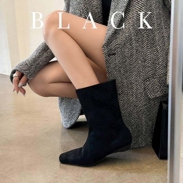 British-Style Ankle Boots - Autumn 2024 Cowhide Square Toe, Low Heel, Slim European-American Workwear