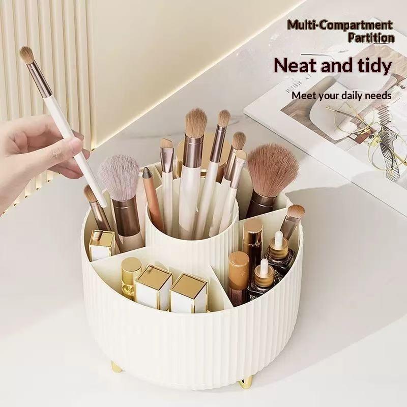 1Pcs 5 Slot Cosmetic Organizer 360° Rotating Makeup Brush Holder For Nail Polishes Skincare Perfumes Desktop Vanity Storage