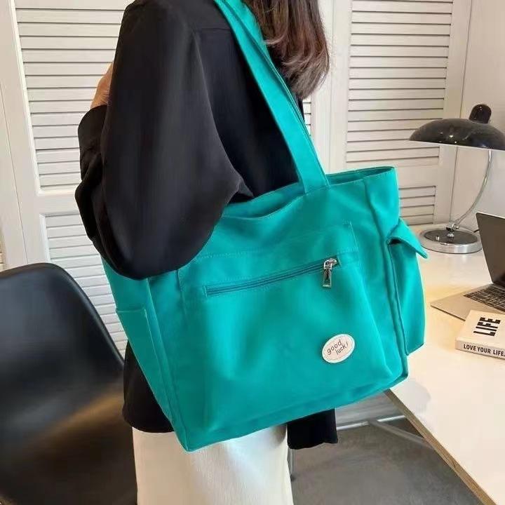 Simplicity Oxford Canvas Composite Shoulder Bag Solid Color Versatile Lazy Style Crossbody Bag Large Capacity Commuter Tote Bag