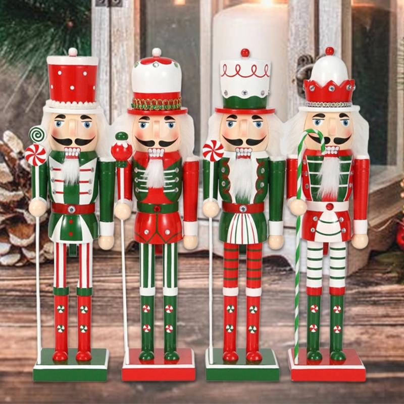 Nutcrackers Figurine with Candy Ribbon Scepter Unique Nutcrackers Decorative Figure with Candy Motifs for Office Homes