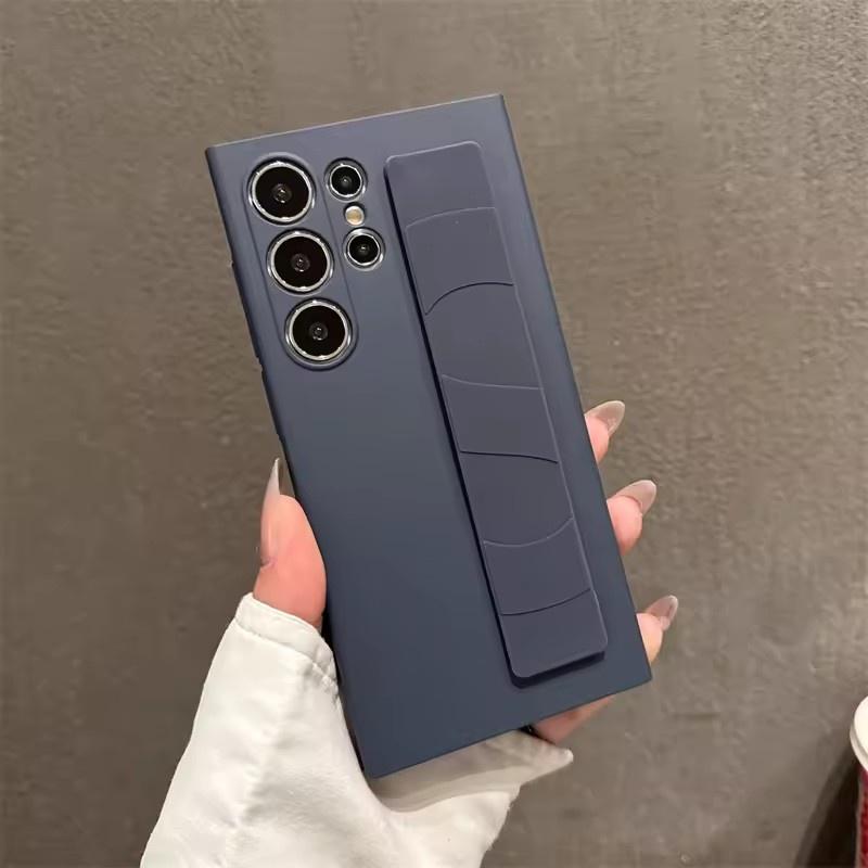 

Роскошный ультратонкий матовый эластичный силиконовый ремешок на запястье противоударный чехол для Samsung S25 S24 S23 Ultra S25 Plus PC Жесткий прозрачный чехол Samsung S23 Ultra синий