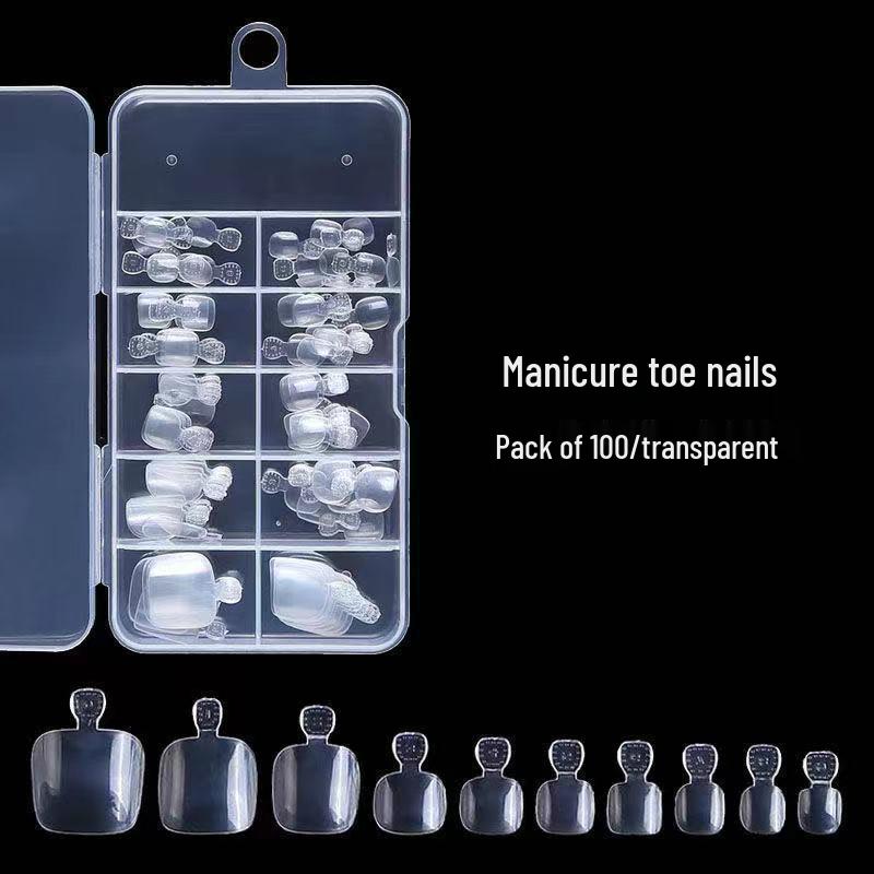 100-Piece Toenail Tips: Transparent & Natural, Full-Cover Fake Nails for Nail Art